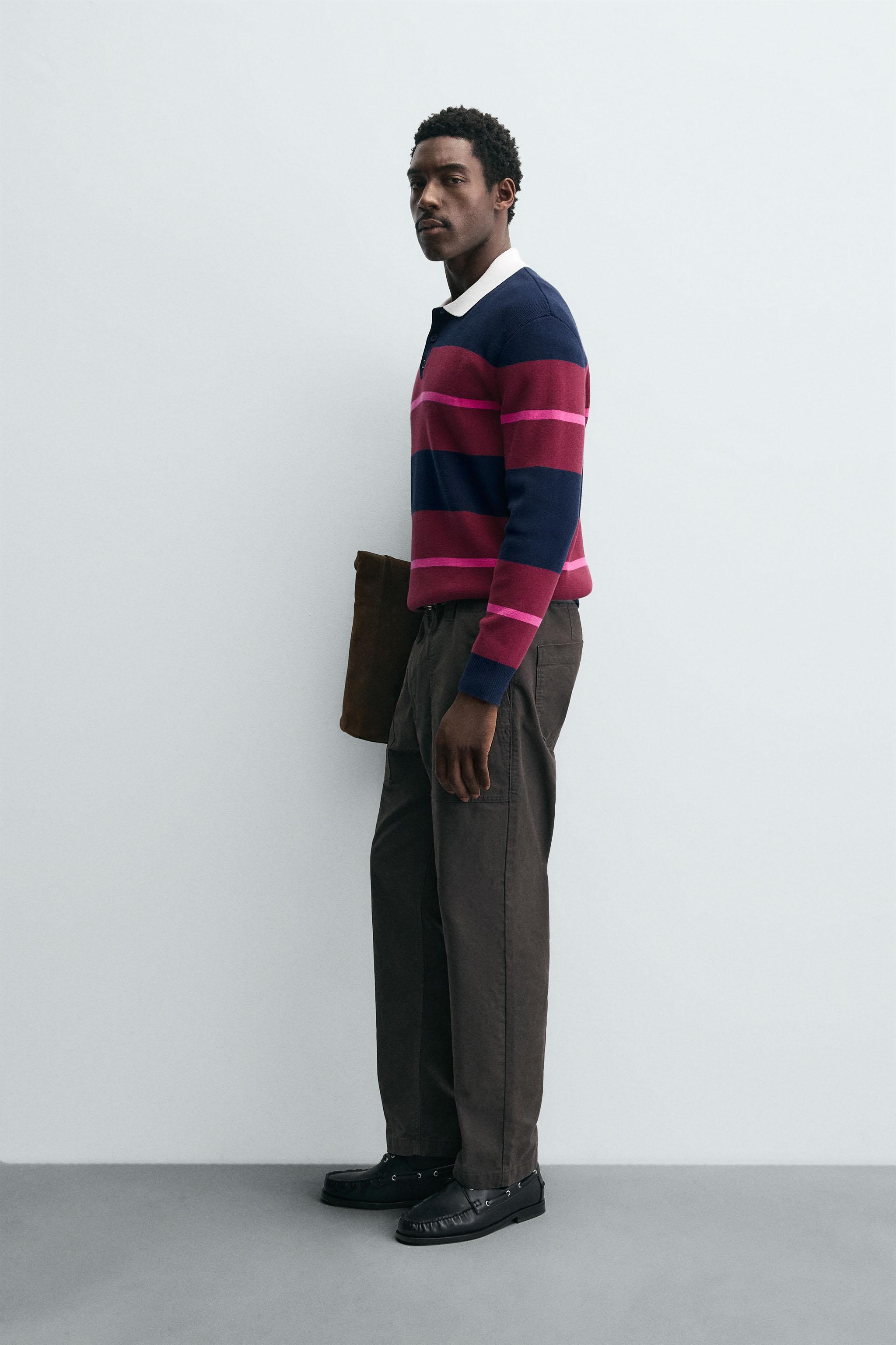 STRIPED KNIT POLO SHIRT